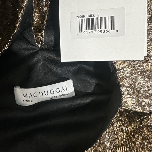 NWT MAC DUGGAL [ Small ] High Neck Cape Sleeve Metallic Trapeze Mini Dres J2010 - Picture 6 of 16